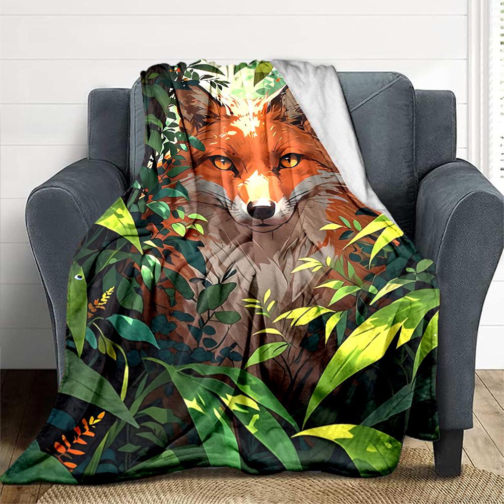 1PC Fox Print Blanket, Throw For Sofa, Bed, Travel, Printing Blanket With Soft And Warm Fabric Yy250918126
