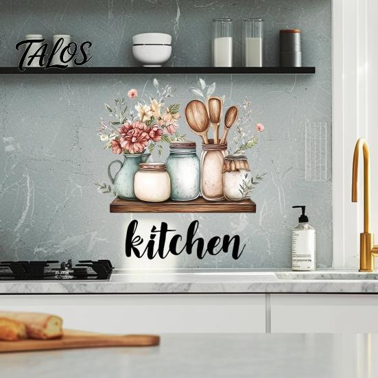 Creative Gift for Home Decor Cartoon Kitchen Wall Sticker, Watercolor Decorative Decal, PVC Waterproof Art Stickers Mural, Removable Decals