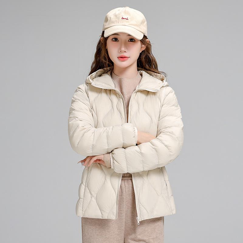 Light Down Jacket Women's Autumn and Winter Thin New Hooded Gourd Pressing Line Women's Stand-up Collar Jacket Winter Clothing