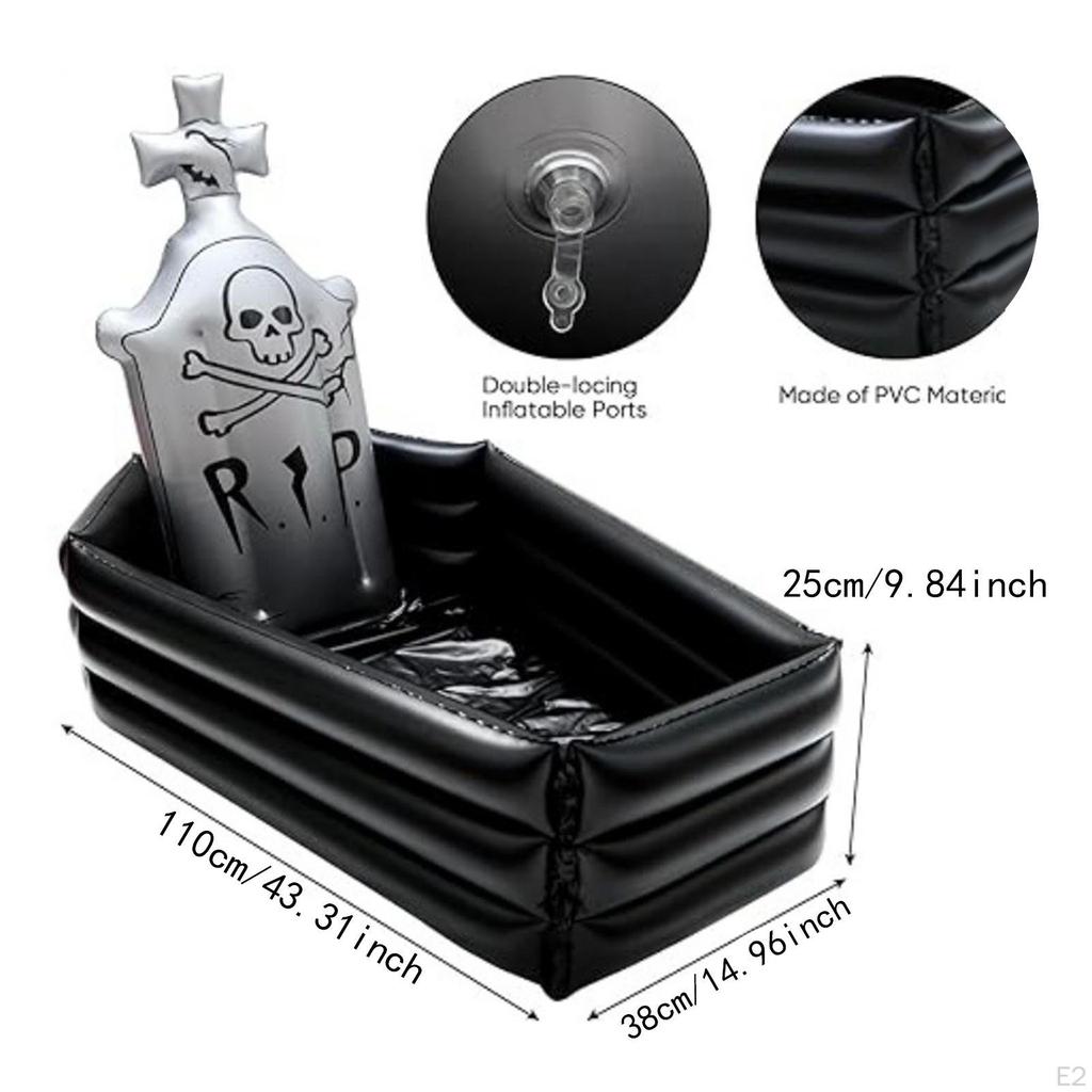 43 inch Inflatable Tombstone Large Capacity Decor Drink Ice Chest for Halloween Pool