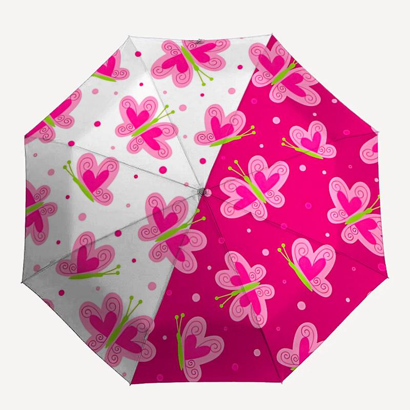 1pc Butterfly Pattern Automatic Opening/Closing Folding Umbrella with 8 Ribs, Plastic Handle, Windproof Portable Sunshade Umbrella yy251222194
