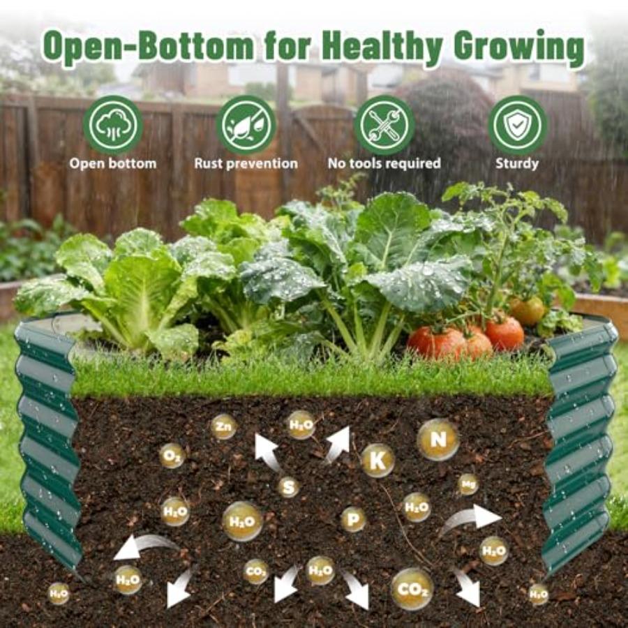 4FT X 1.5FT Hexagon Raised Garden Bed 48 Inch Diagonal 16.5 Inch Tall Galvanized Steel Planter with Wave-Shaped Panels for Outd