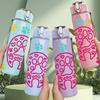 1PC Paw Print Heart Pattern 750ml Color Plastic Sports Water Bottle Leakproof Flip Straw Lid Suitable for Sports Office Home Use