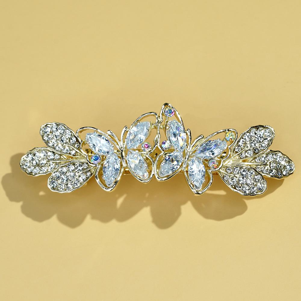 

New elegance Women Fashion Hair Clip Creative Leaf Crystal Alloy Rhinestone Barrette Hairpin Korean spring clip Hair Accessories