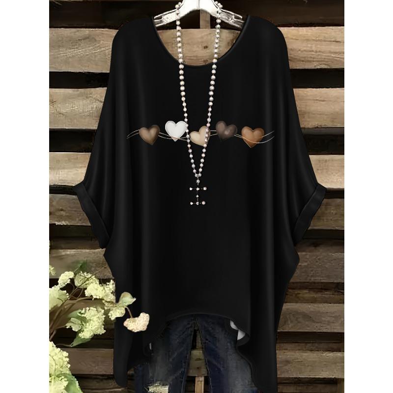 Printing fashionable new round neck large size gradient heart-painting pattern printing