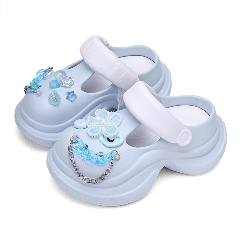 Fashion Cover Toe Shoes Woman 2025 Slippers For Swimming Pool Heeled Mules Platform Beach High Flat Slides High-Heeled Shoes Lady House