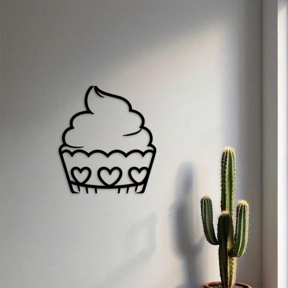 Cupcake Cuore Decorazione Murale in Metallo Ferro Nero Decorazione Panetteria Segno Murale Cucina