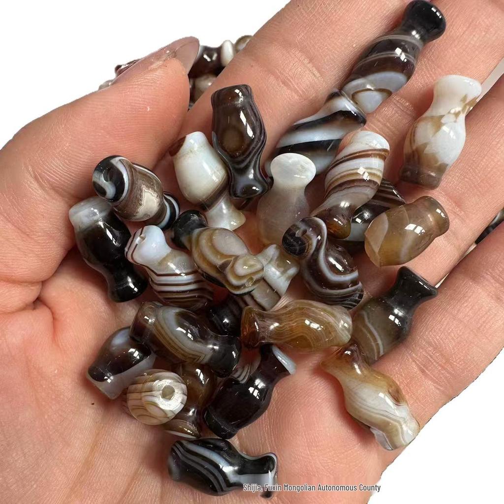 Twisted Silk Agate Coffee Color Beads, 8x16MM, Small Vase Shape for Bracelets & Necklaces.