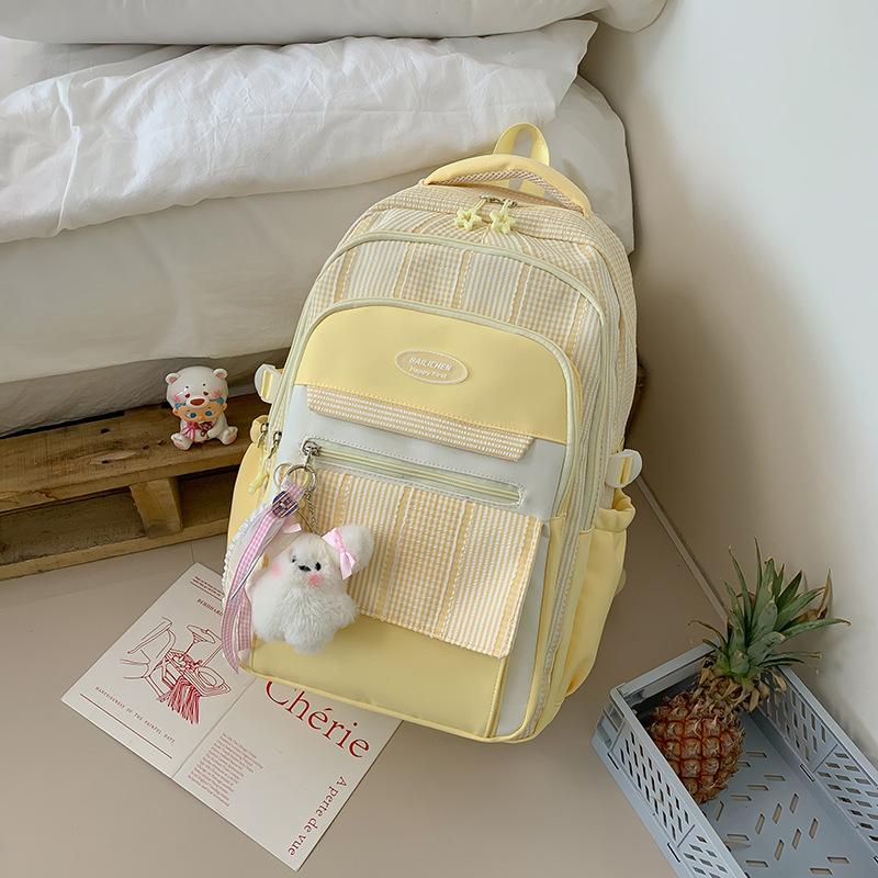 Schoolbag Junior High School Student Schoolbag Female Plaid Versatile High-value College Student Large-capacity High School Student Backpack Primary
