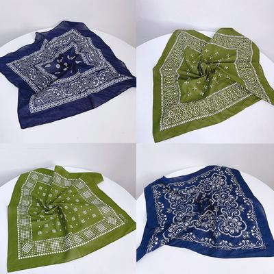 Foulard Quadrato in Puro Cotone Stampa Imitazione Blu Cotone Fazzoletto Piccolo Foulard di Seta Stile Etnico Retrò Foulard Estivo Traspirante per Collo
