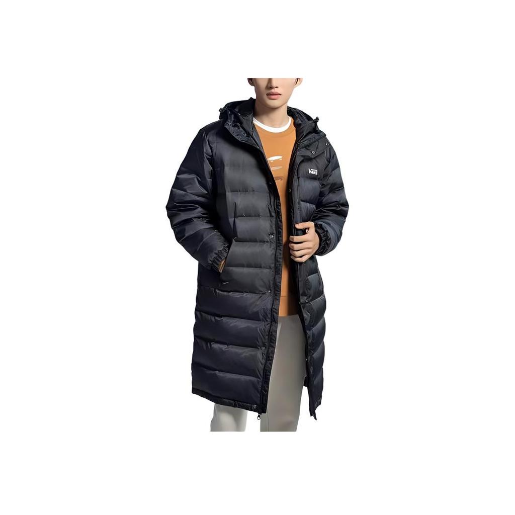 Vans Solid Color Comfortable Hooded Warm Versatile Classic Long Jacket Down Coat Unisex Jackets Black VN000P31BLK
