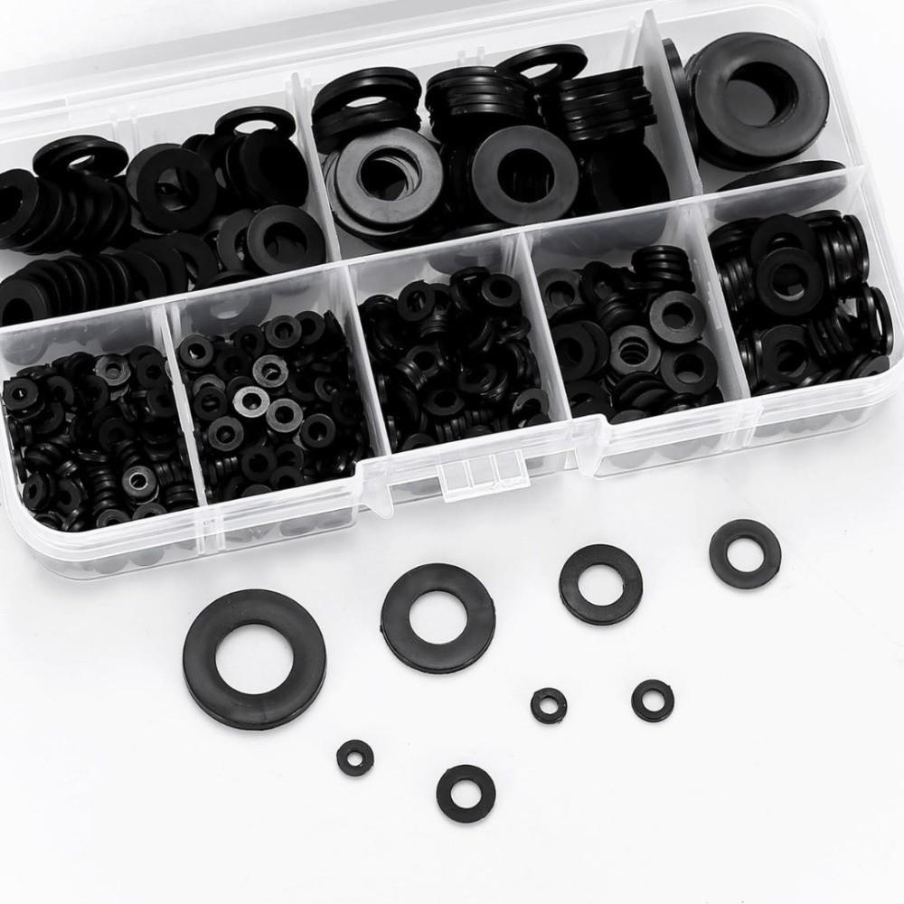 210/350/500pcs Black White Nylon Washers Multi-Size Gasket Ring Kit  Automotive Maintenance
