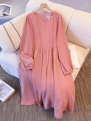 Plus Size Women's Corduroy Dress: Loose, French Style for Autumn/Winter