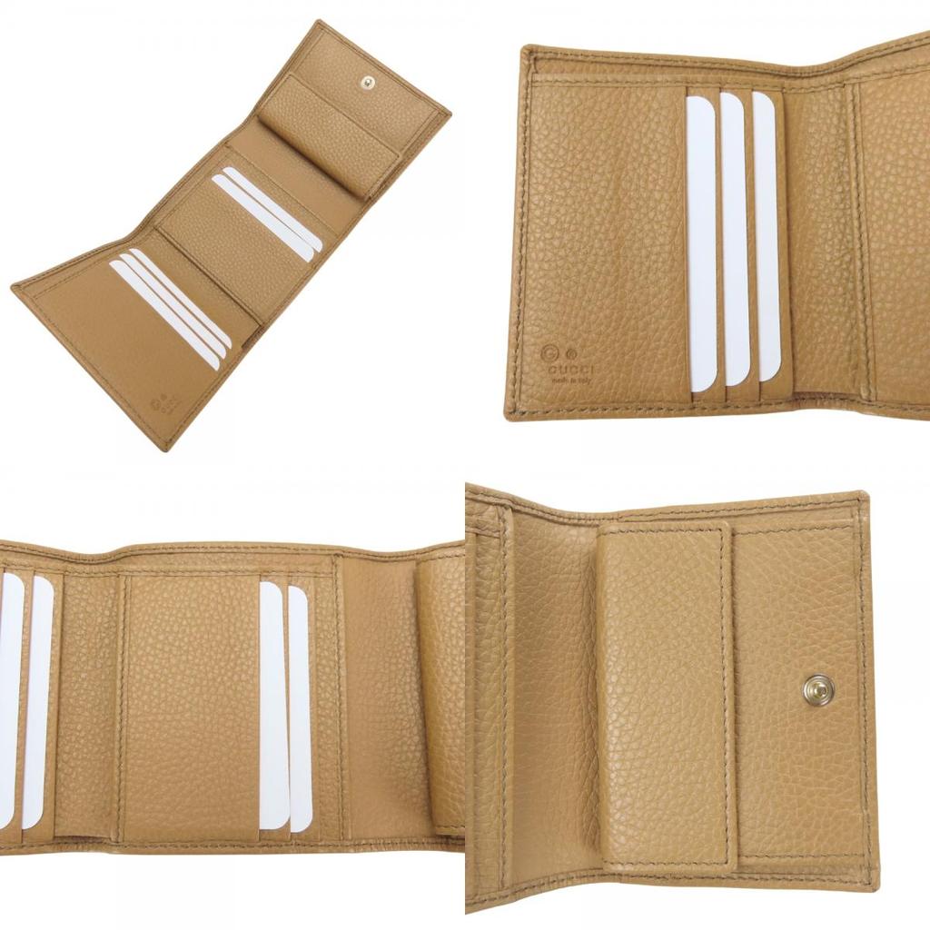 Used GUCCI Tri-fold wallet 598207 Interlocking W Hook Wallet  leather beige Accessory