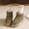 Womens Ankle Boot 2025 Trend New Leopard Print Design Home Plush Warm Botas Mujer Casual One-foot Thick-soled Walking Snow Boots