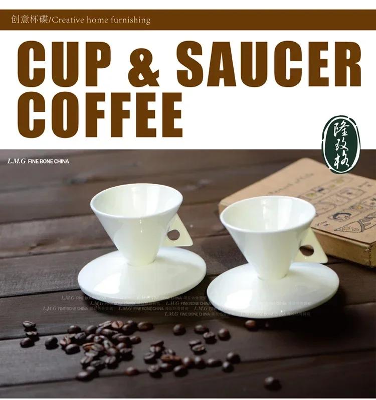 Hrnek na kávu Vintage Instagram Style Kostní porcelán Trojúhelníkový kuželový hrnek Vintage keramický šálek na latte z kostního porcelánu Hrnky na kávu
