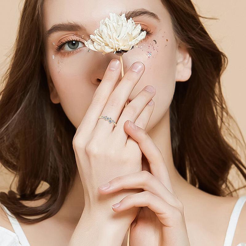 Nabest Fine Jewelry Gold Plated CopperVVS Moissanite Ring Women Flower Engagement Promise Ladies Moissanite Ring