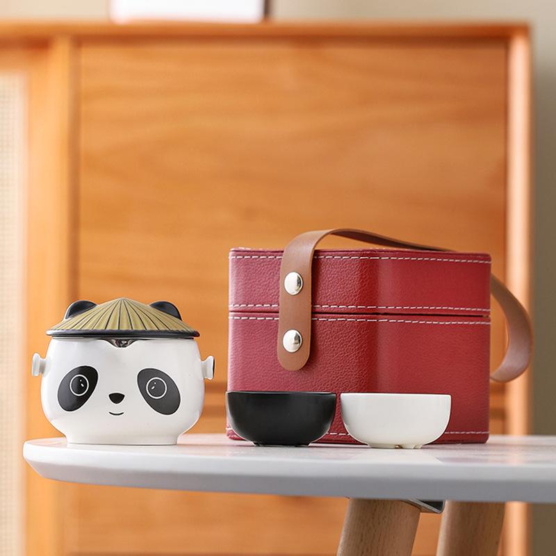 High-look, Cute Panda Kuaike Cup, Cultural and Creative Souvenir, Travel Tea Set, Business Gift Set, High-end Gift