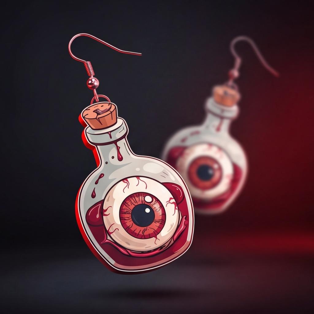 2D acrylic eyeball bottle earrings funny personalized earrings