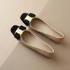 Fashion Metal Buckle Bow-knot Flats Summer Round Head Cover Heel Women Shoes Soft Sole Slip On Zapatos Mujer