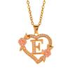 Zierliches Messing Initialen-Halskette Mit Floralem Herz-Ausschnitt Design Verstellbare Kette Leichter Romantik Schmuck