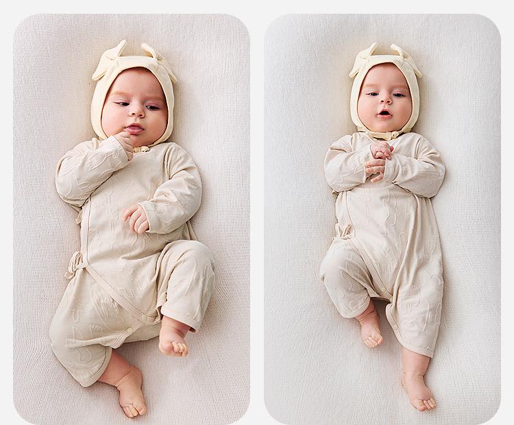 Mini Balabala baby jumpsuit summer soft, soft, elastic, skin friendly, breathable animal jacquard crawling suit 26 new products