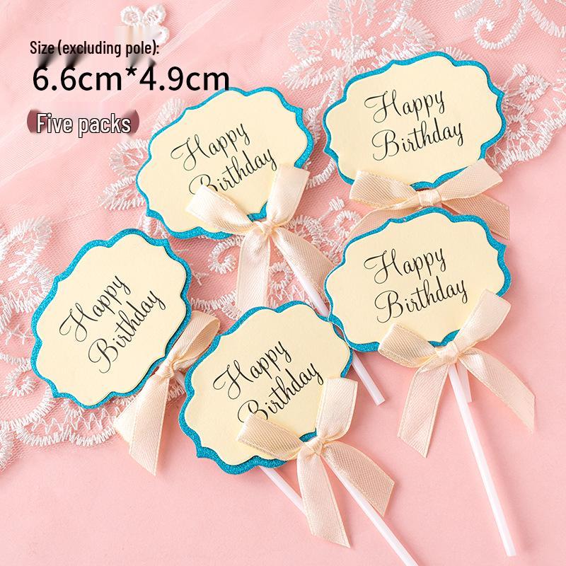 Writable Birthday Cake Decoration Bow with Blessings Card