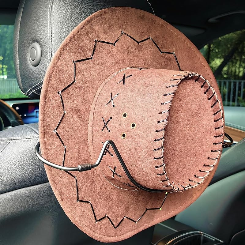 Idefair Cowboy Hat Holder Rack For Truck Car SUV Hard Hats Stand Western Accessories For Men Women Travel Automotive Seat Back Storage Organizer