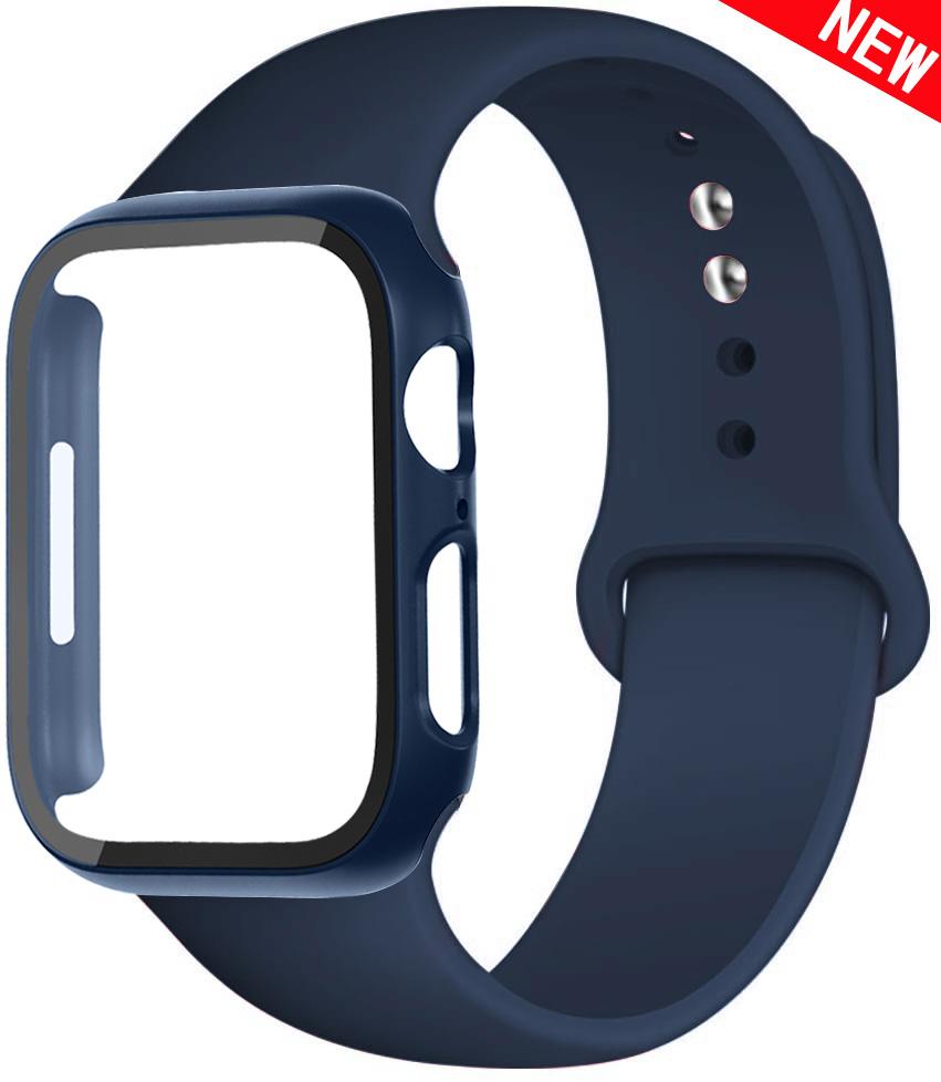 For Apple Watch Bands 46mm 44mm 41mm 40mm 45mm 42mm Silicone Correas Bracelet Iwatch Series 10 9 8 7 6 SE 3 11 Glass+Case+Strap