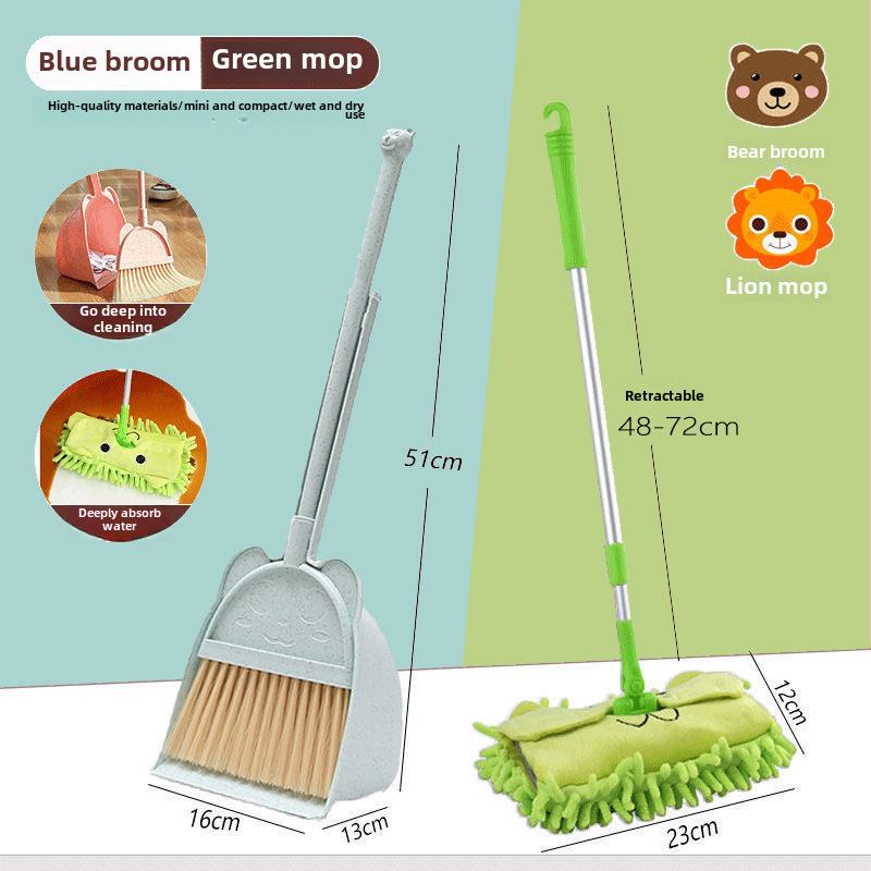 Kids' Mini Broom and Dustpan Set: Baby-Friendly Toy for Sweeping and Mopping