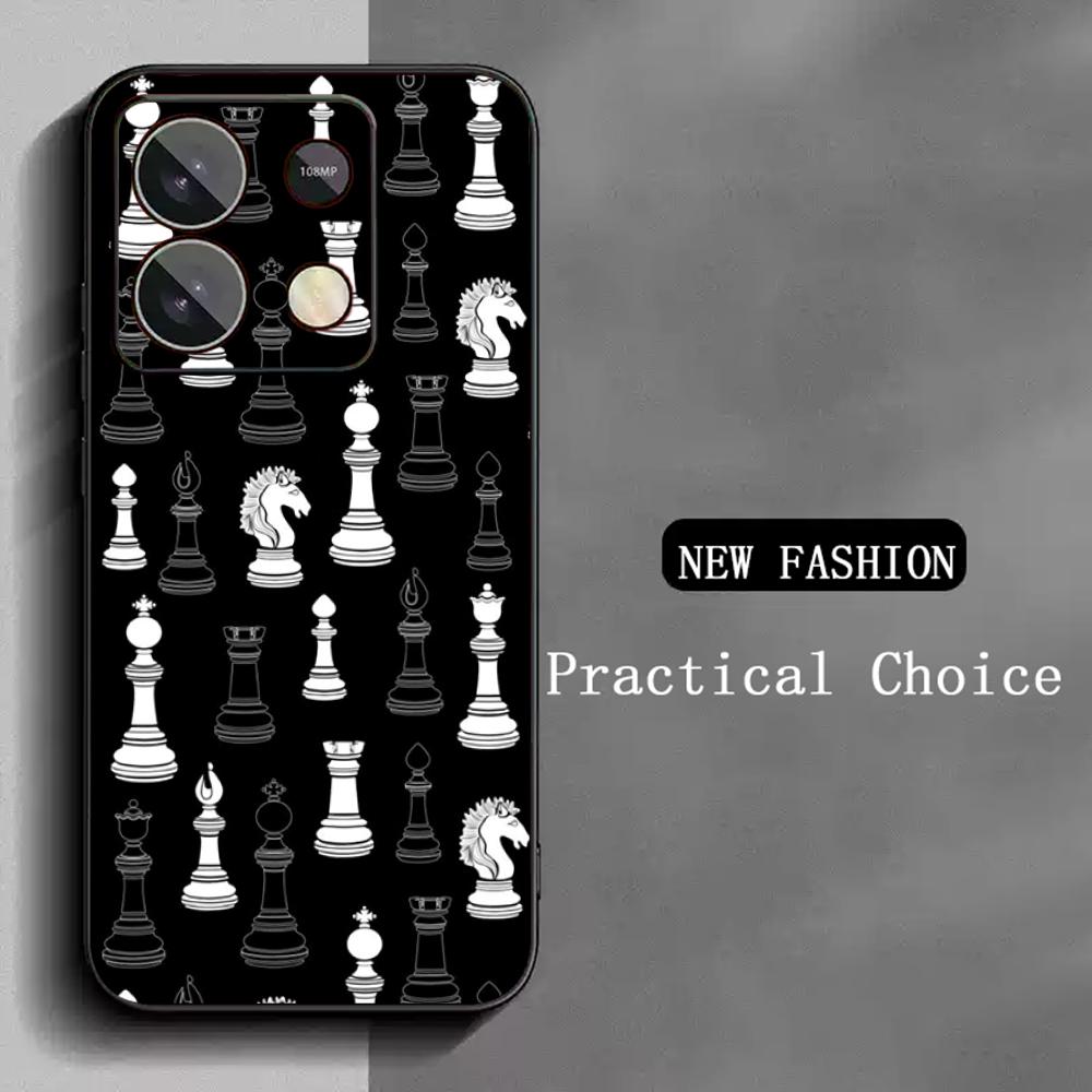 

Chess Simple stylish vintage design Phone Case For Redmi Note 14 13 12 11 Pro Plus S 5G 14C A3 Soft Black Phone Cover Redmi Note 11-11S