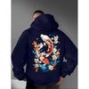 Unisex Oversized Hooded Sweatshirt With Japanese Ukiyo-e Cherry Blossom Koi Fish Print Soft Fleece-Lined Casual Top