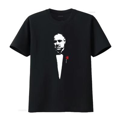 Vito Corleone Mafia Marlon Brando Culto Print T Shirt for Men Stylish and Unique Design Vintage Washed Designer Clothes