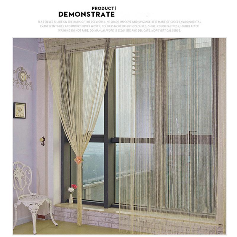 200x95CM Living Room Bedroom String Curtain Shiny Tassel Silver Line Curtain Valance Solid Color Home Window Decoration Supplies
