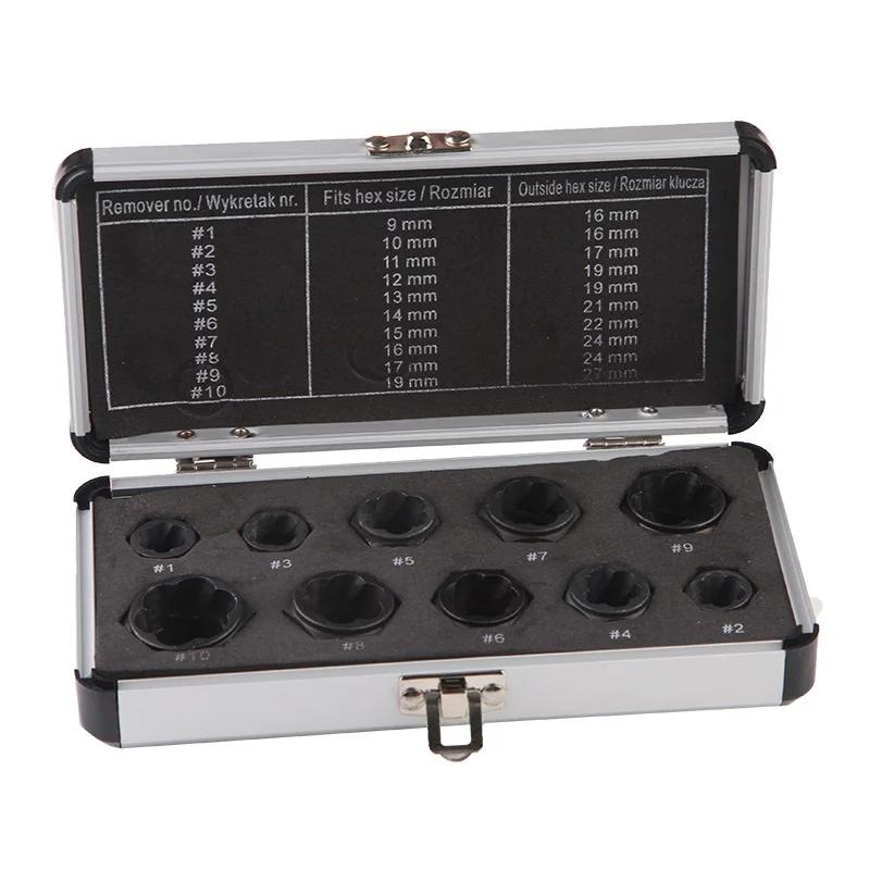 

10 шт./компл. экстрактор болтов и гаек, полный набор для удаления повреждений, ржавый торцовый ключ, инструмент для автомобиля золотой