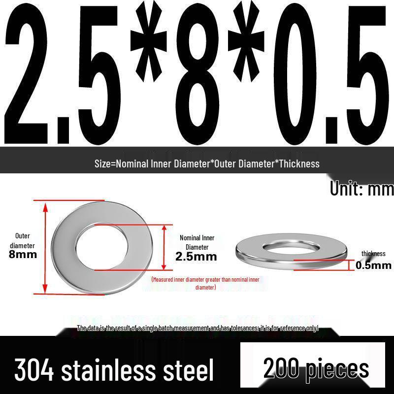 Thickened 304 Stainless Steel Flat Washer Spacer (M2-M36)