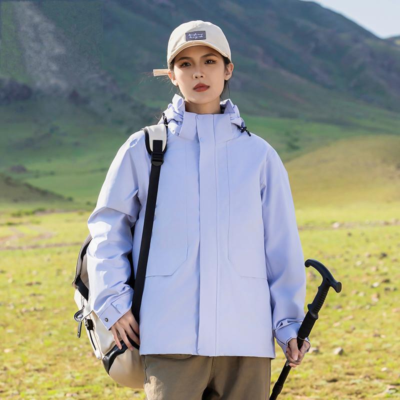 Three-in-One Detachable Windproof Goose Down Jacket: Cold-Resistant, Water-Repellent Outer, Warm Inner Layer for Couples