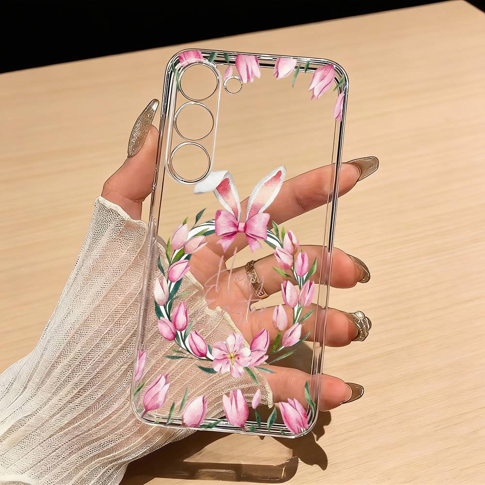 H-Happy Easter Phone Case For Samsung S25,S24,S21,S22,S23,S30,Ultra,S20,Plus,Fe,Lite Transparent Cover