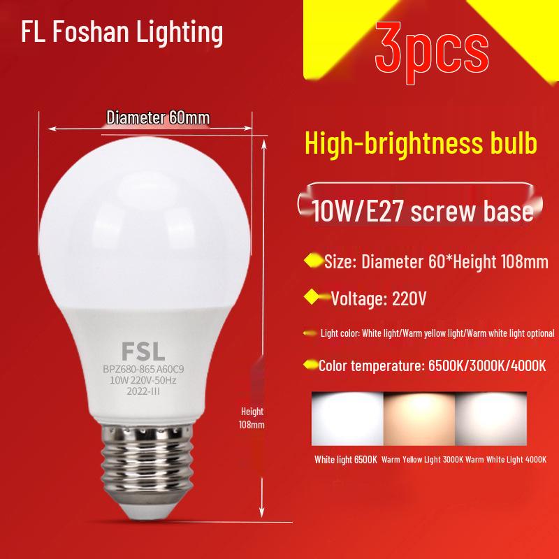 Energie sparende LED-Glühbirne, E27-Schraubfassung, superhelles warmweißes Licht für die Heimbeleuchtung.