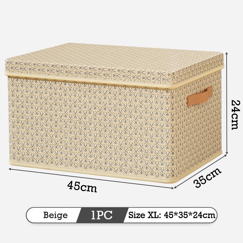 

Складной ящик для хранения с крышкой, вместительный ящик для хранения одежды и одеял, экономящий место в шкафу, органайзер для хранения вещей XL бежевый
