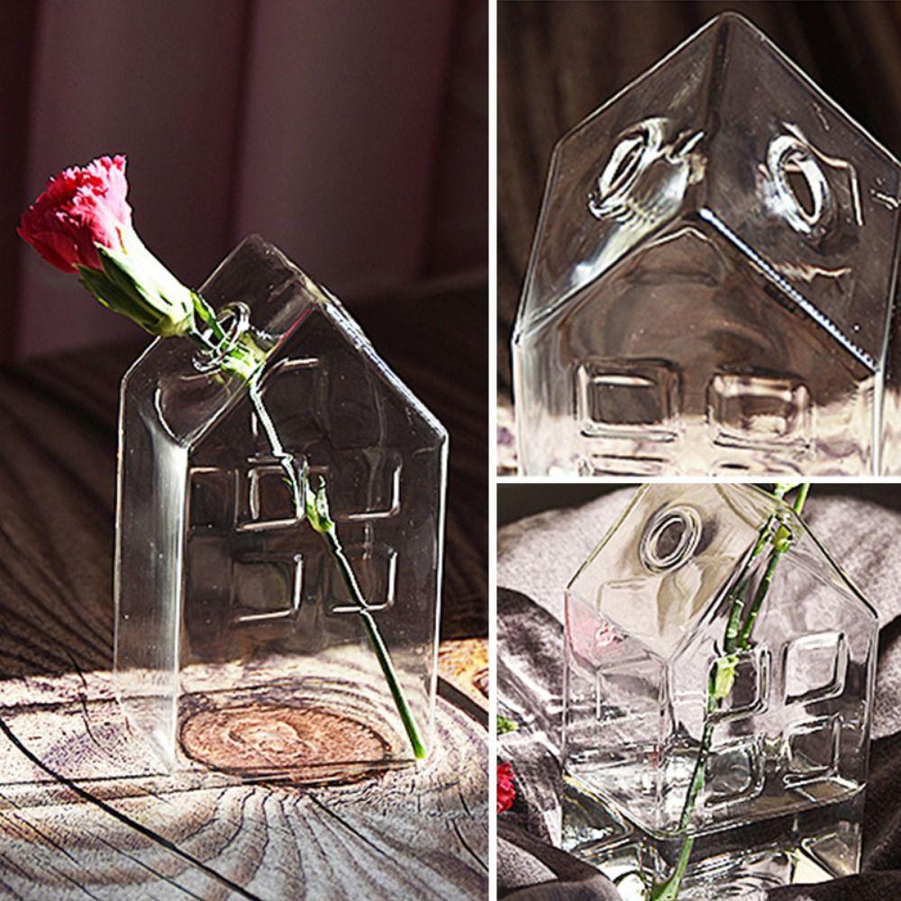 Polished Transparent Vase Container Glass Art Hydroponic Vase Ornament  Flower Arrangement