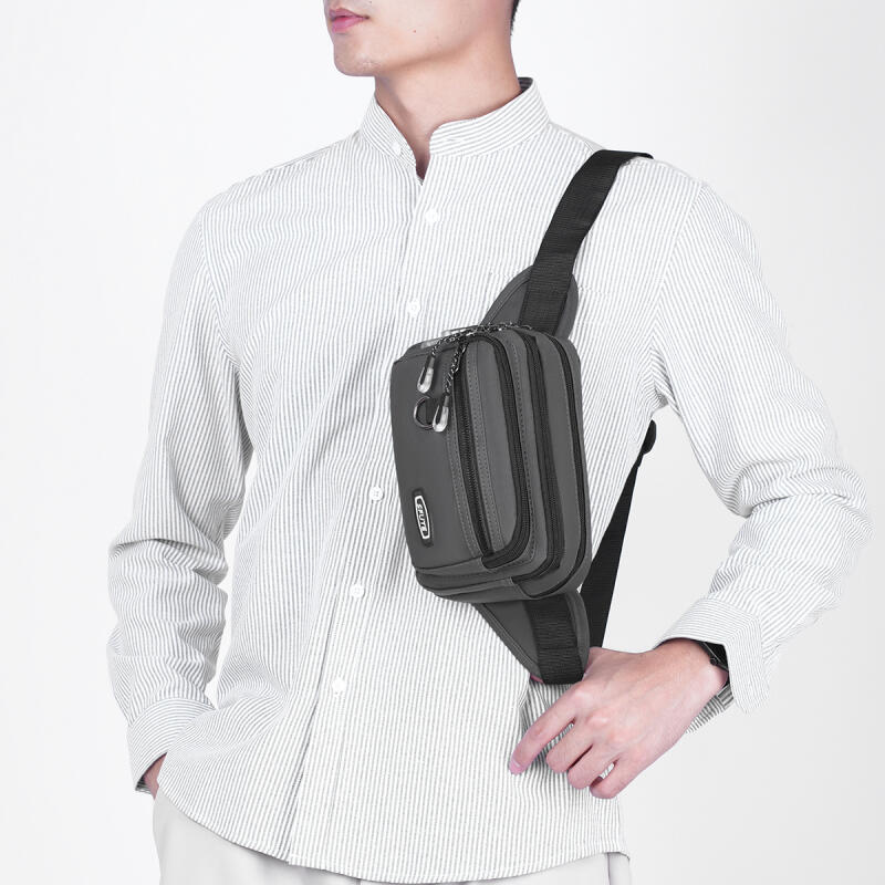 Men's Shoulder Crossbody Bag Multi-Layer Cash Register Waist Bag