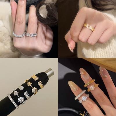 Mittelalterlicher Stil Schwerindustrie Zirkon Blume Metall Öffnungsring Weibliche Persönlichkeit Einzigartig Exquisit Mode Vielseitiger Ring Ring