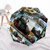 1 Pezzo Ombrello Pieghevole Automatico - Fantasia Camion, Design Portatile e Pieghevole con 8 Stecche, Regali di Natale e Compleanno