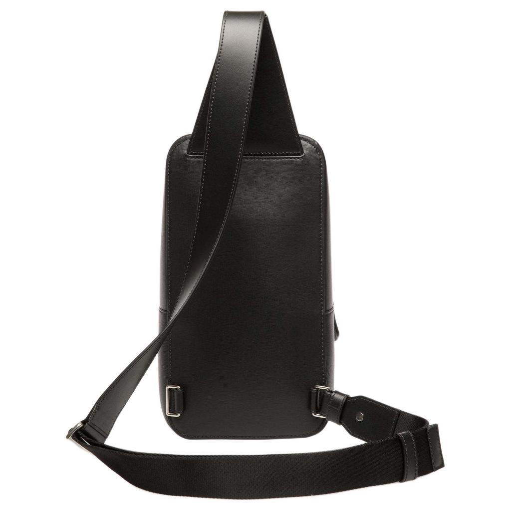 Bally Mythos Palladium Tone Metal Accessories Recycled Cowhide Chest Bag Crossbody Shoulder Bag Men Bags Black 6308467