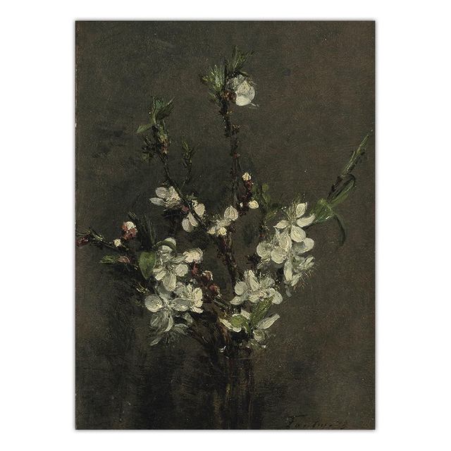 Pictură în ulei pe pânză Floare Vinatge Artă de perete Decor pentru casă Print Pânză Imagini de perete Poster Fantin-Latour Flori Francez Fără ramă