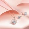 Heart Necklace for 5A Necklace and Earrings Rose Silver Metal Popular Jewelry [Free bird] Women, Zirconia, Set, Gold, Heart, 925, Allergy, Birthday,
