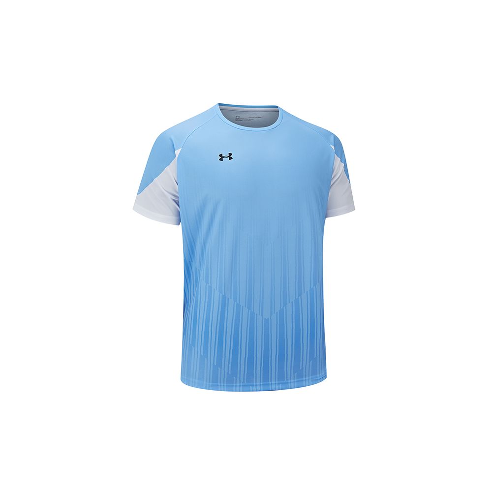 Under Armour Minimalist Logo Print Fitness Running Cycling Striped Crew Neck Short Sleeve T-Shirt Unisex Tops Manchester-Blue 24500507-465