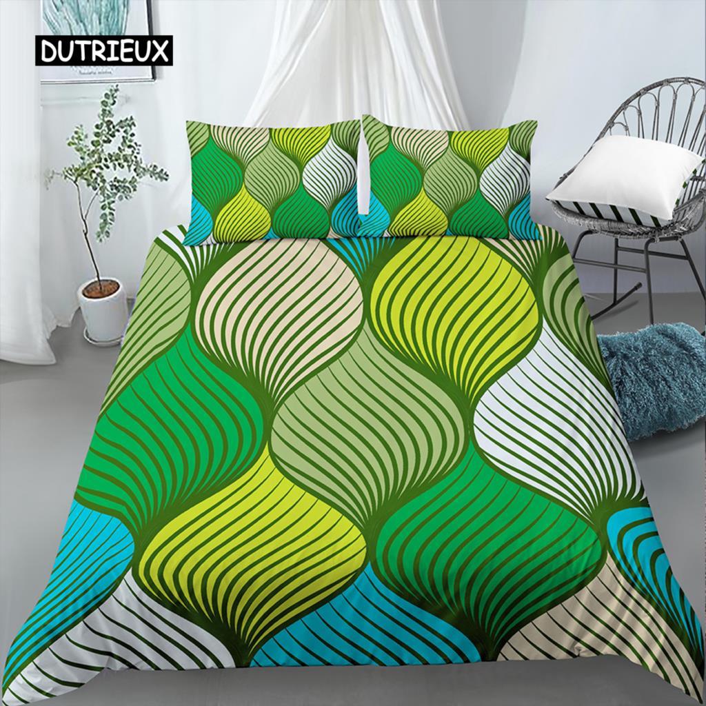 Set Copripiumino Geometrico Misura King Bianco Tonalità Oro Set Biancheria da Letto Bohemien Copripiumino Morbido con Federa Copripiumino Singolo