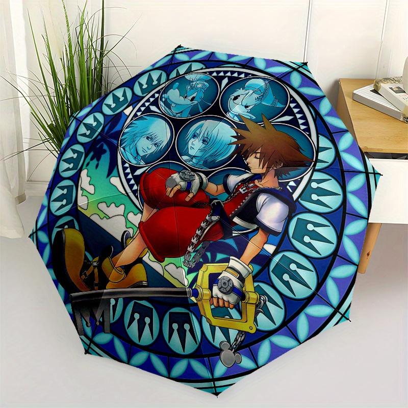 Stained Kingdom Hearts Keyblade Art PrintUmbrella, Portable 3-Fold Compact Umbrella for Men & Women Gift